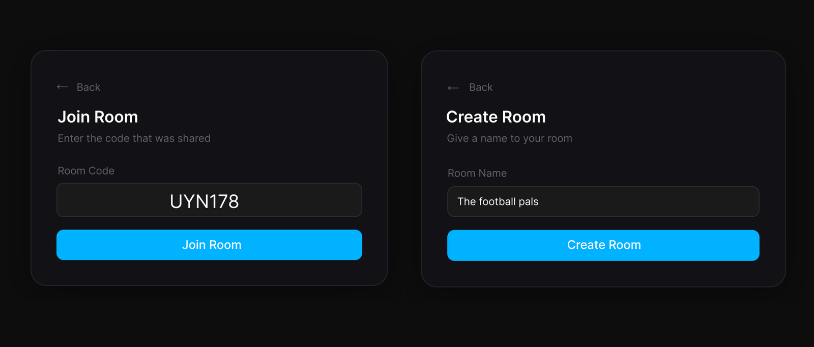 Rooms - room code and lobby