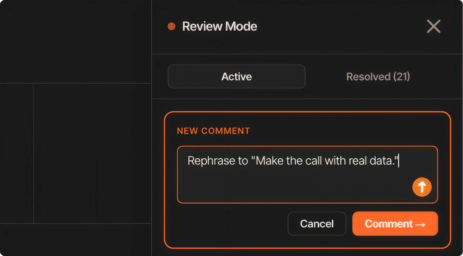 Comment thread showing Done, Resolve and Reject states